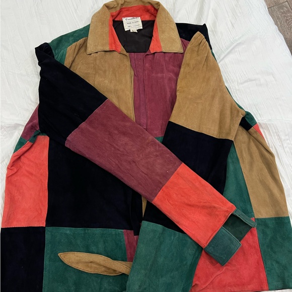 JUDITH ANN Creations 1980s Patchwork 100% Leather Tie Jacket - Picture 10 of 12